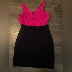 Woman’s Dress- Express Pink and Black Cocktail Dress Size Medium
